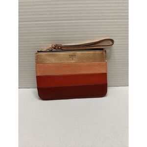 Fossil Multi-Color Leather Wristlet Credit Card Organizer Wallet Rose Gold‎ Trim